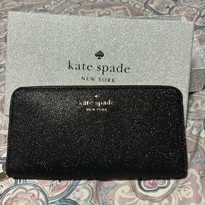 Kate Spade wallet- black sparkles large